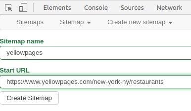 Web Scraper Create Sitemap
